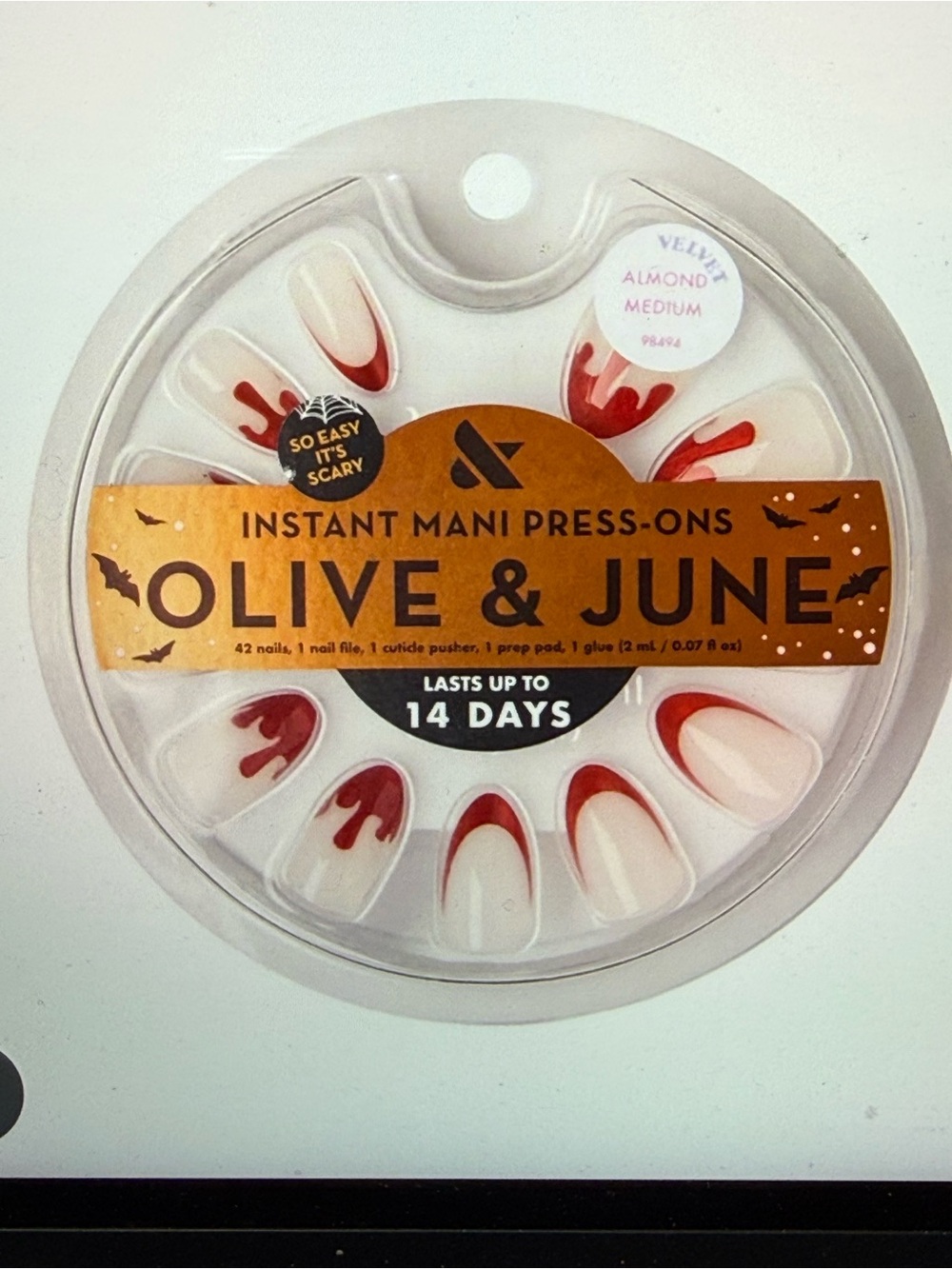 Alice + Olivia Vampire Velvet French Red and White Almond Medium Press-On Nails